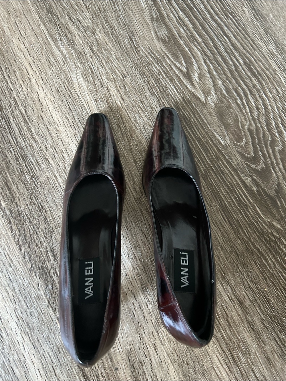 Vaneli Brown Patent Pointed-Toe Pumps